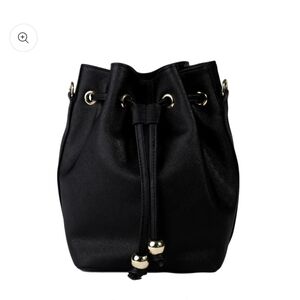 tde. Black Mini Bucket Bag with Gold Accents